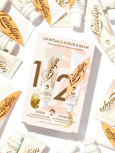 Lip Rituals Scrub & Balm Duo Set Packaging Close Up with Lip Scrub Coconutter and 101 Ointment Multibalm Coconutter.