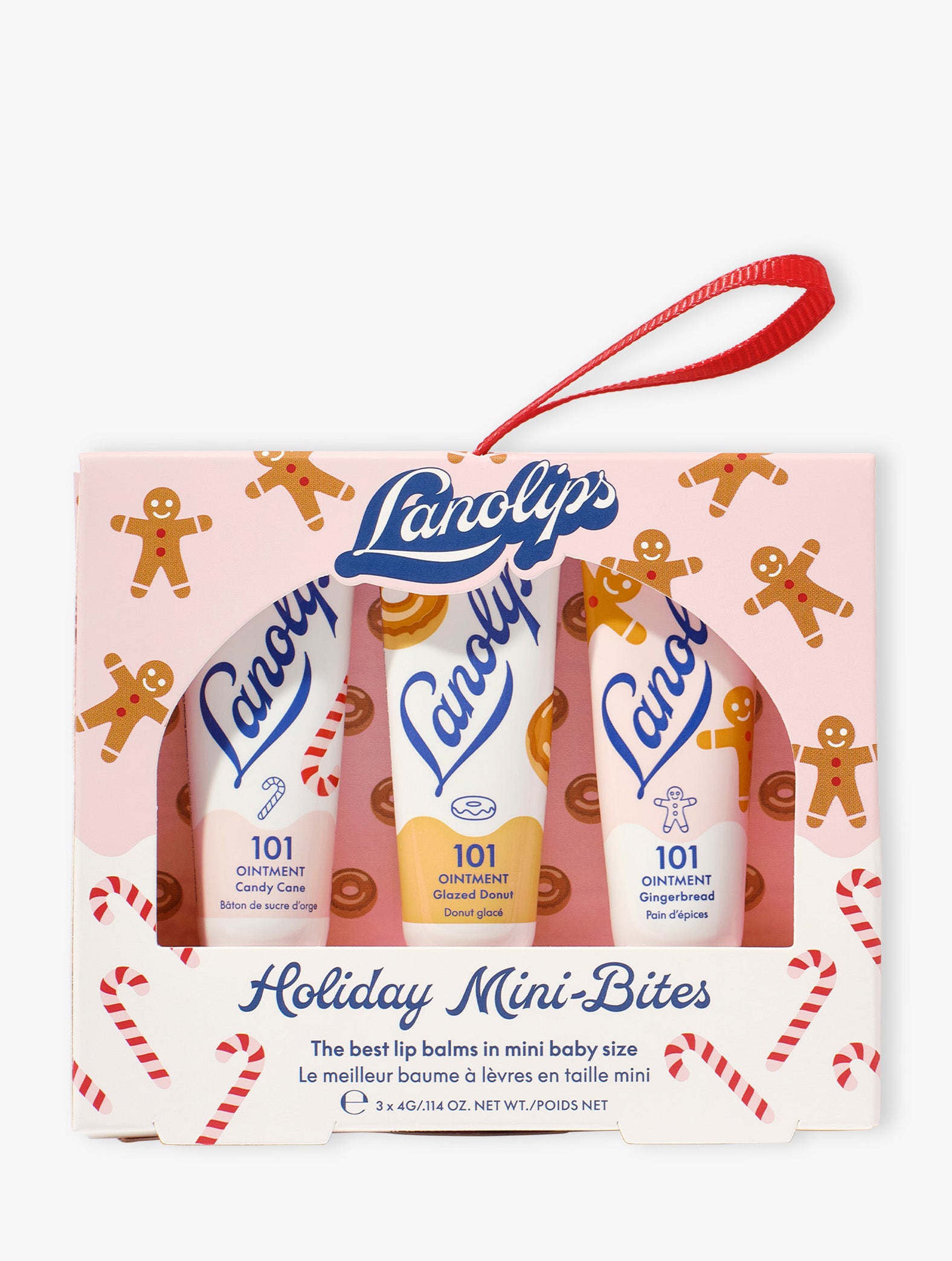 Lanolips Holiday Mini Bites is the season's cutest stocking filler. Each trio set contains our best selling 101 Delicious lip balms in Gingerbread, Candy Cane and Glazed Donut.  